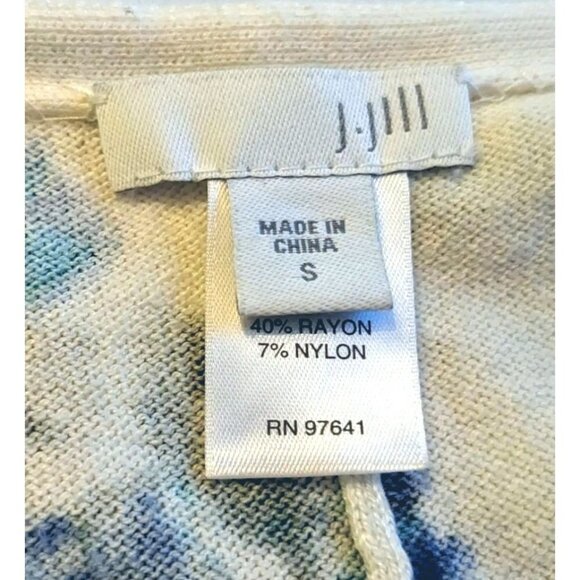 J. Jill Floral Cardigan Cream Purple Button Up 3/4 Sleeve Flared Hem Size S - Picture 4 of 8